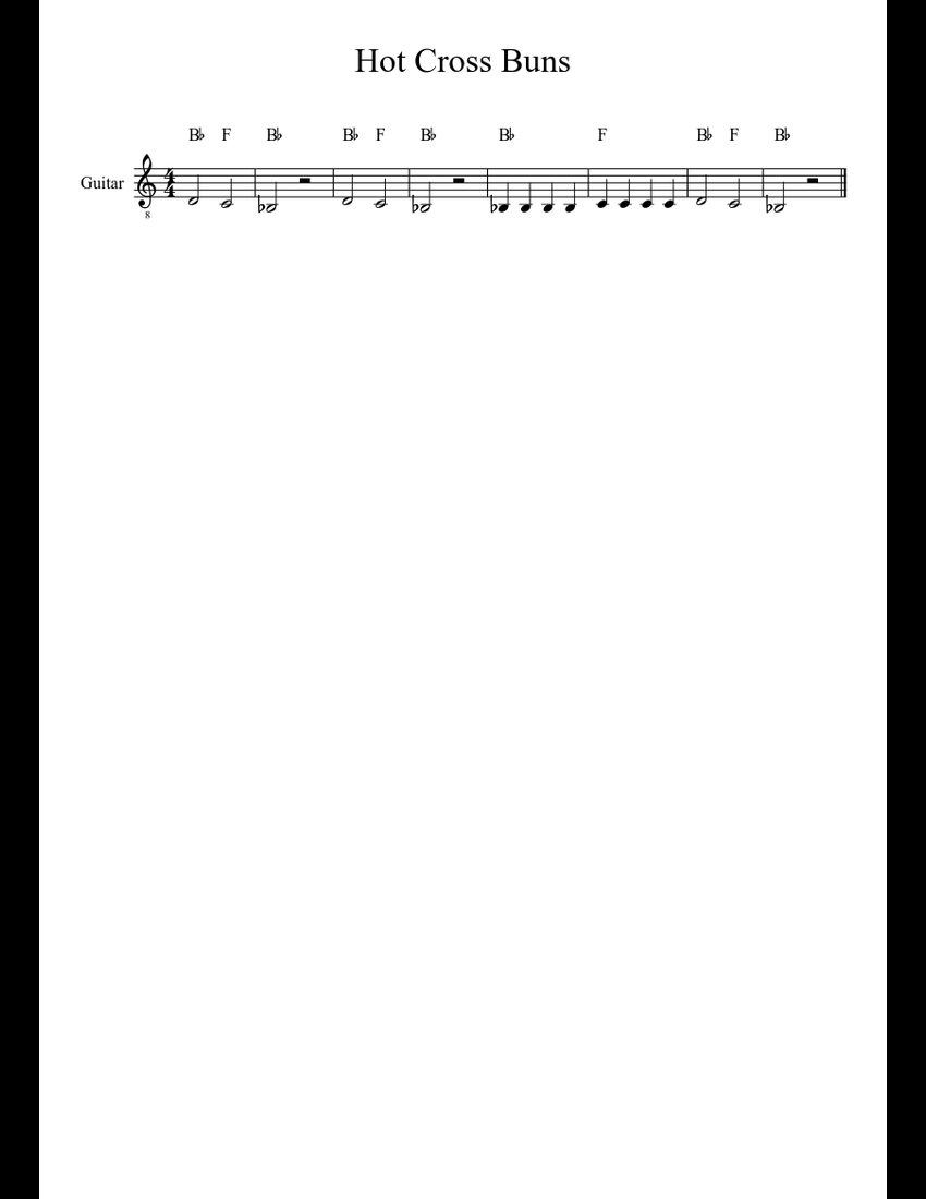 Hot Cross Buns Guitar sheet music for Guitar download free in PDF or MIDI