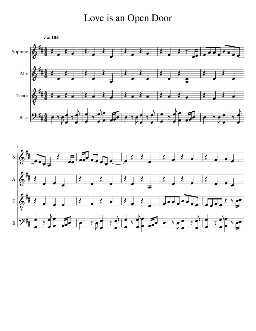 Love is an Open Door Sheet music for Piano Download free in PDF or