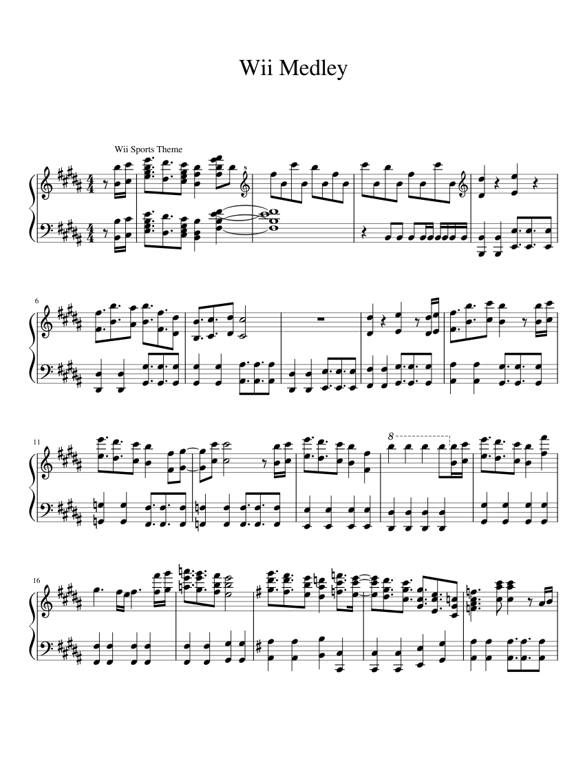 Wii Medley (Piano Solo) Sheet music for Piano | Download free in PDF or ...