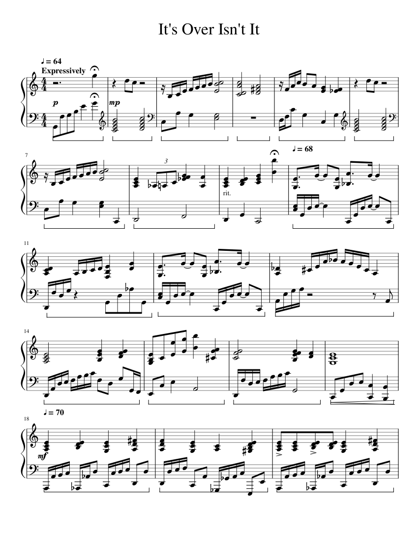 Its Over Isnt It sheet music for Piano download free in PDF or MIDI
