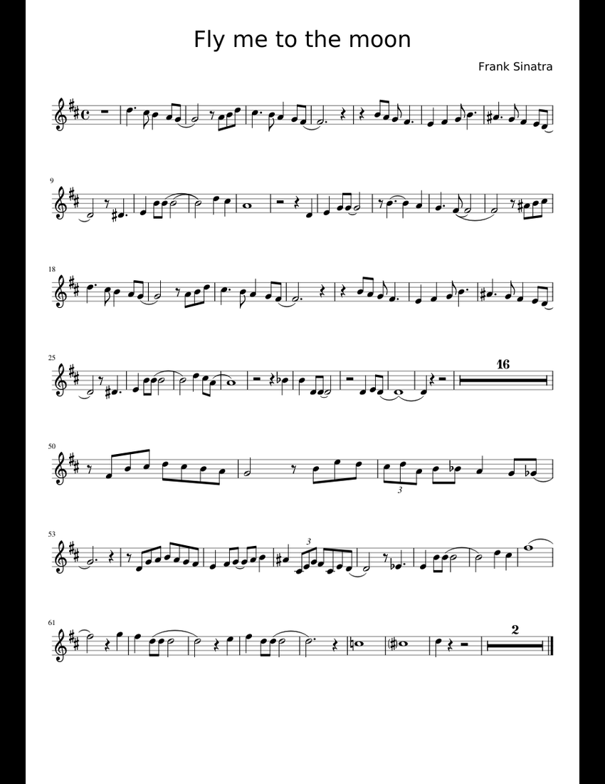 Fly me to the moon sheet music for Trumpet download free in PDF or MIDI