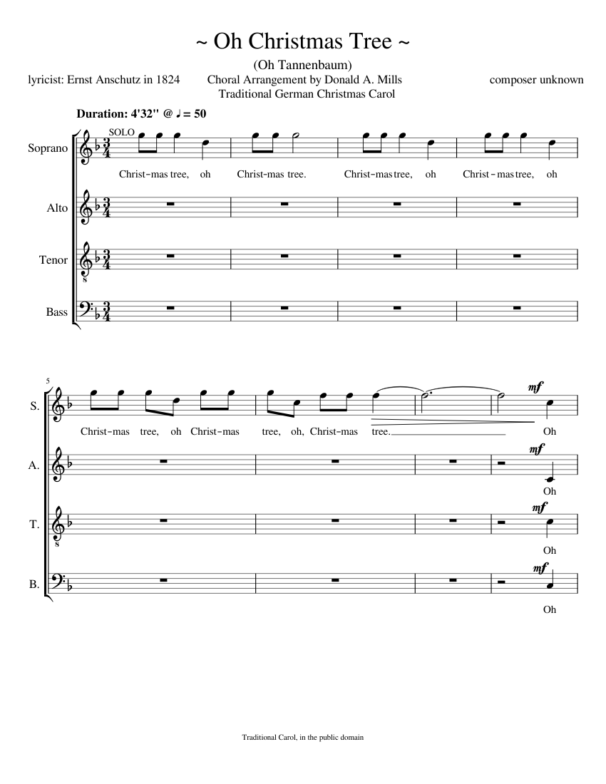 Oh Christmas Tree (O Tannenbaum) sheet music for Voice download free in PDF or MIDI