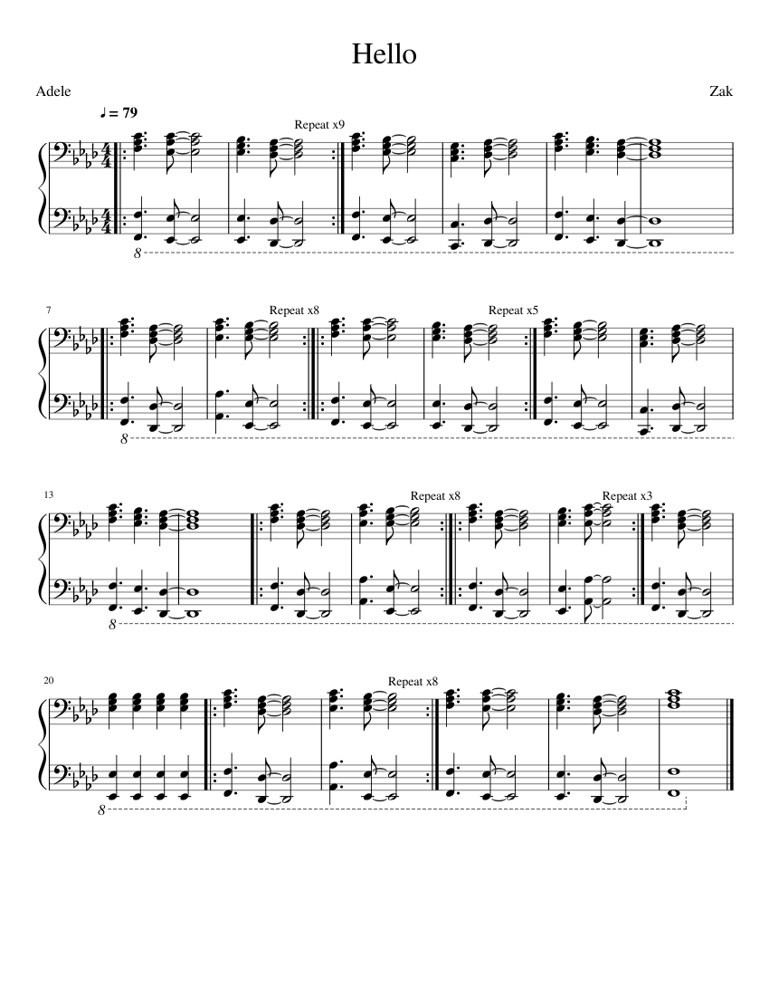 Adele Hello Sheet music for Piano | Download free in PDF or MIDI
