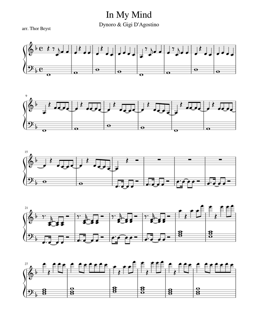 In My Mind Sheet music for Piano (Solo) | Musescore.com