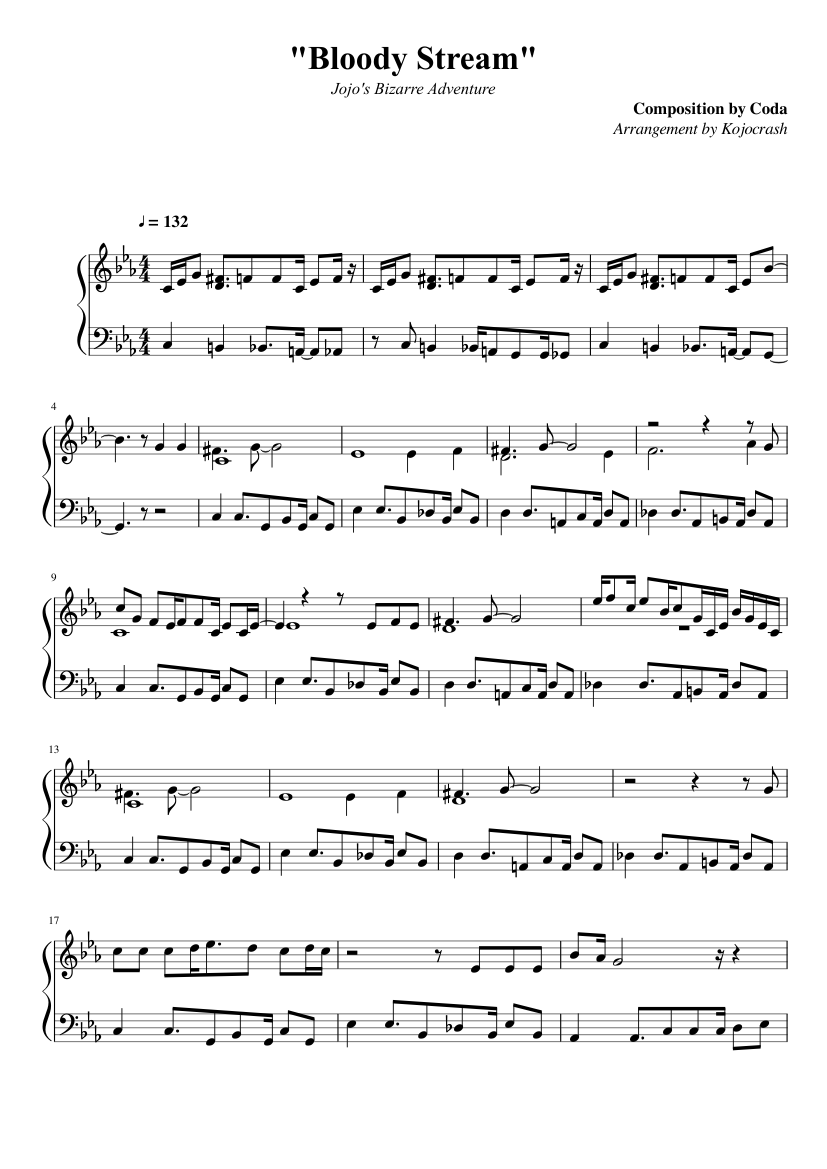 Bloody Stream Roblox Piano Sheet