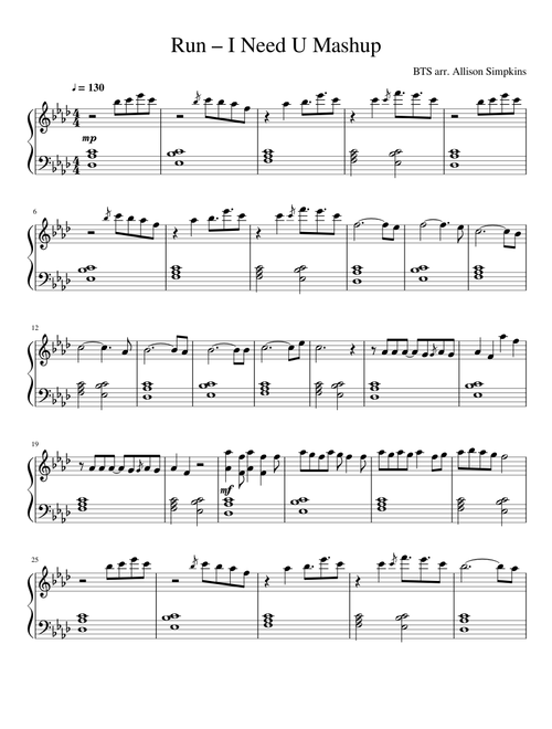 Run I Need U Mashup Sheet Music For Piano Solo Musescore Com Download letras de kally's mashup png image for free. run i need u mashup sheet music for