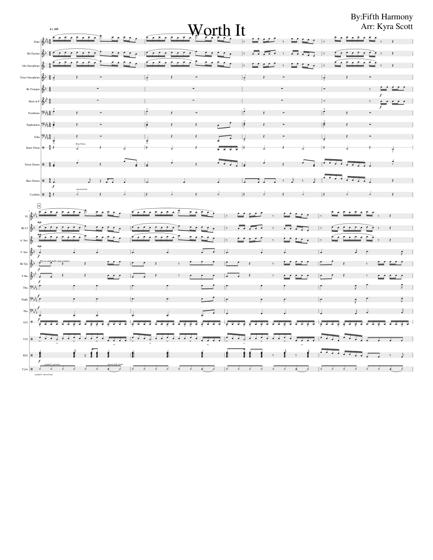 Worth It sheet music for Piano, Flute, Alto Saxophone download free in PDF or MIDI