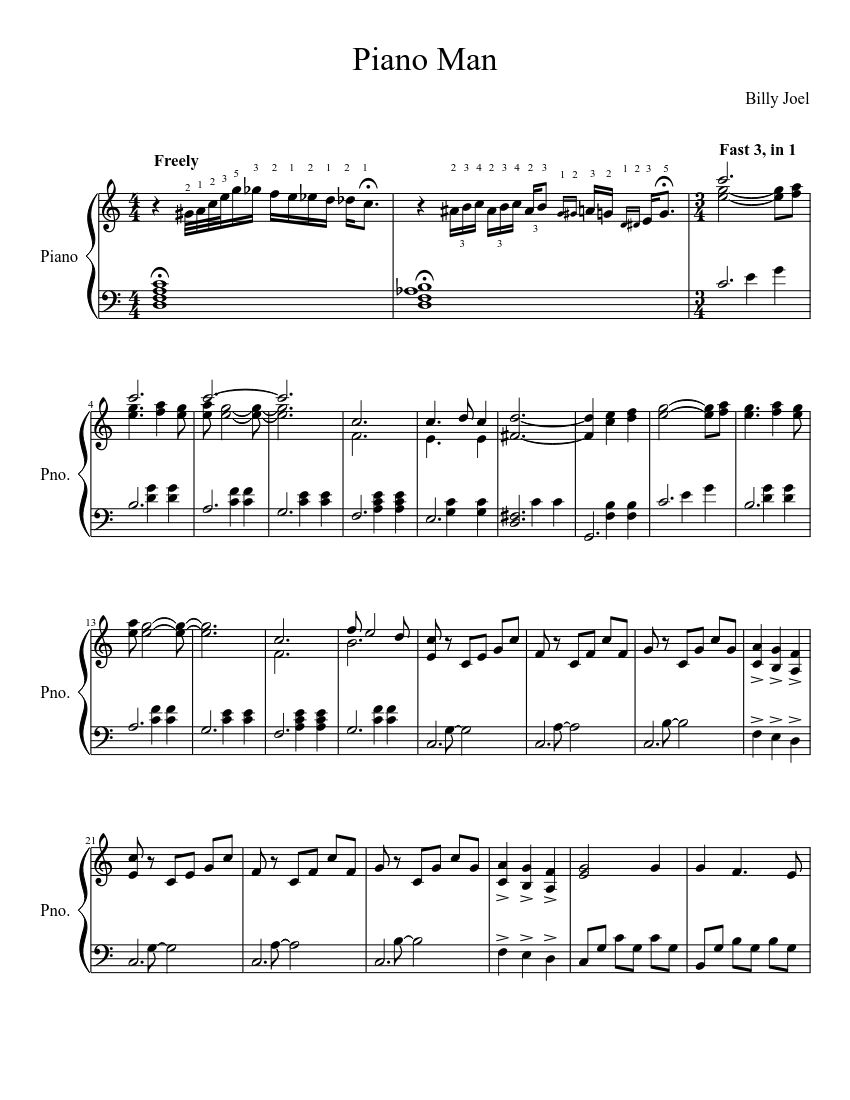 Piano Man Sheet music | Musescore.com
