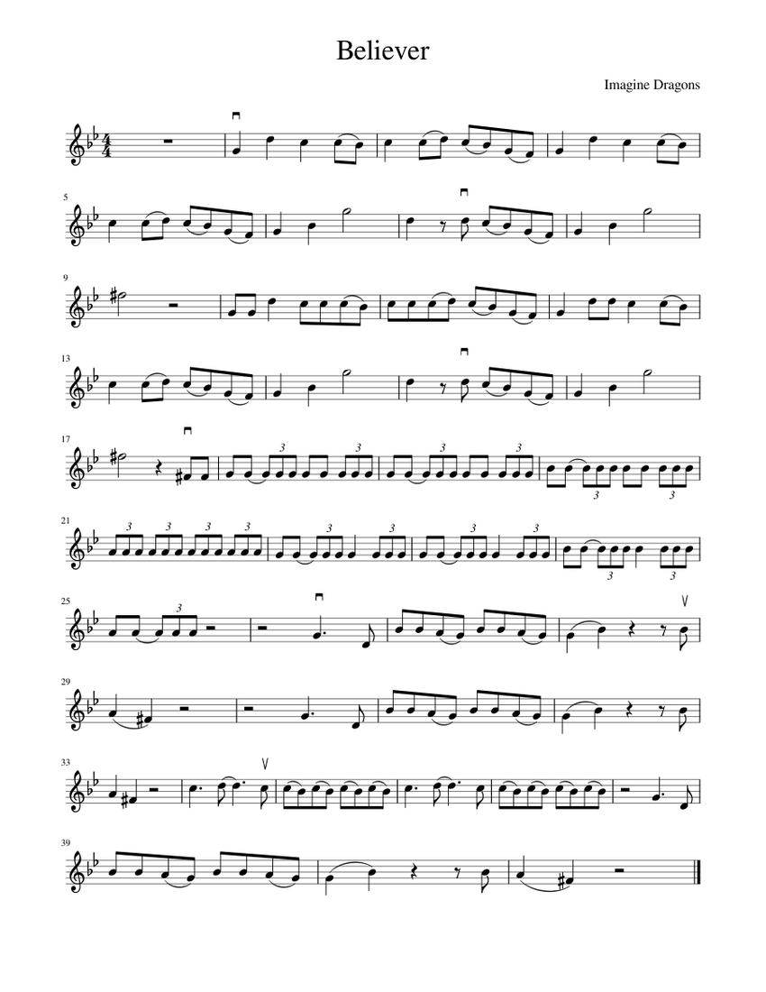 Believer Sheet Music For Violin Download Free In Pdf Or Midi