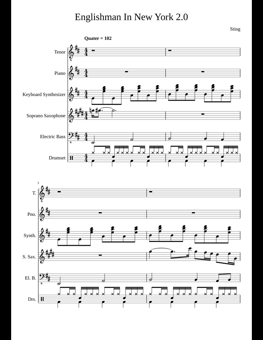 Englishman In New York Updated sheet music for Piano, Oboe