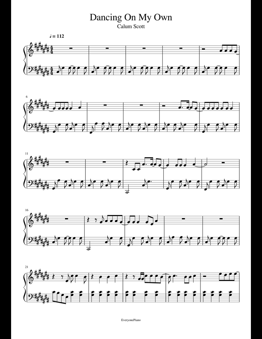 Calum Scott - Dancing On My Own sheet music for Piano download free in