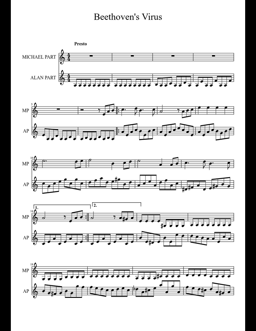 Beethoven's Virus sheet music for Violin download free in PDF or MIDI