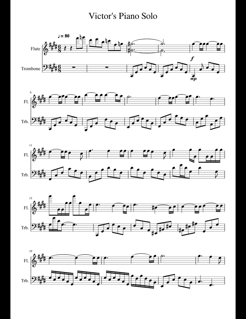 Victor's Piano Solo sheet music for Flute, Trombone download free in