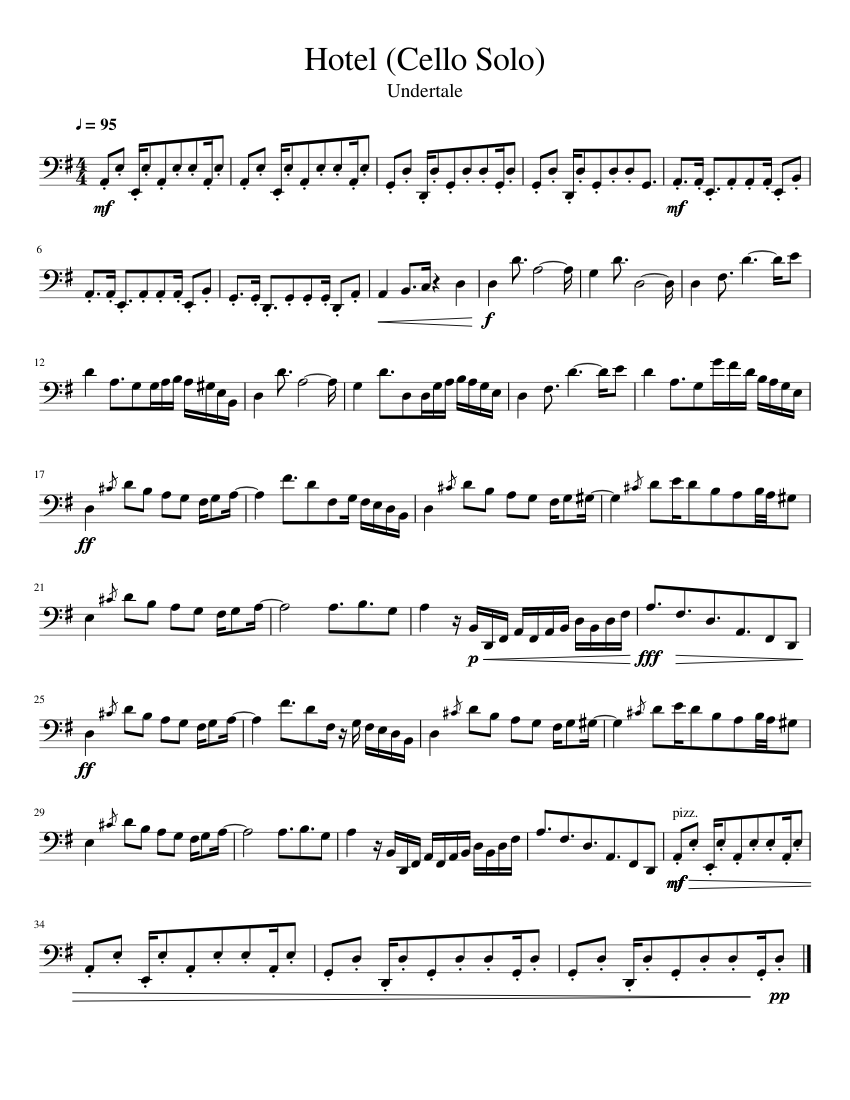Hotel (Cello Solo) Sheet music for Cello | Download free in PDF or MIDI