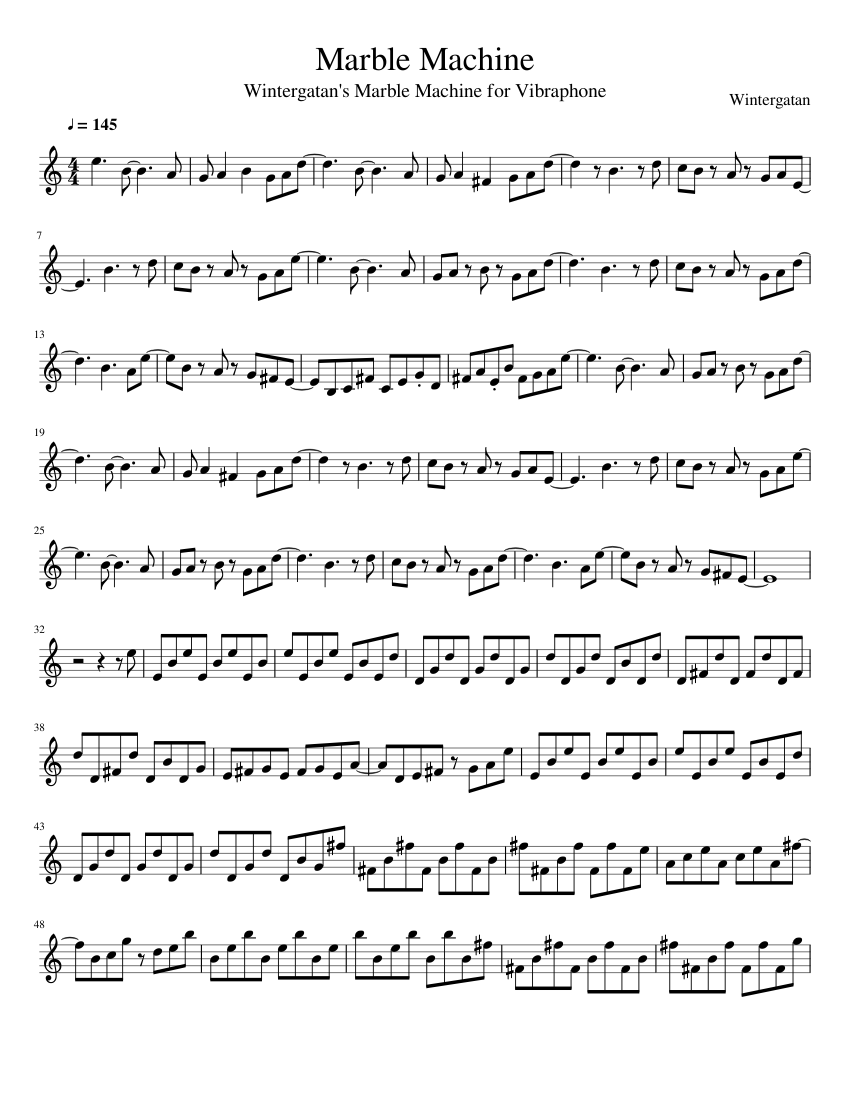Marble Machine for Vibraphone Sheet music for Vibraphone (Solo ...