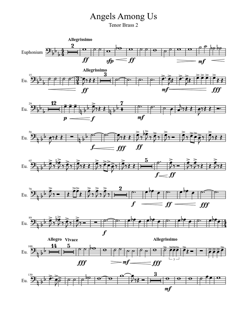 Angels Among Us Tenor Brass 2 Sheet music for Tuba Download free in PDF or MIDI