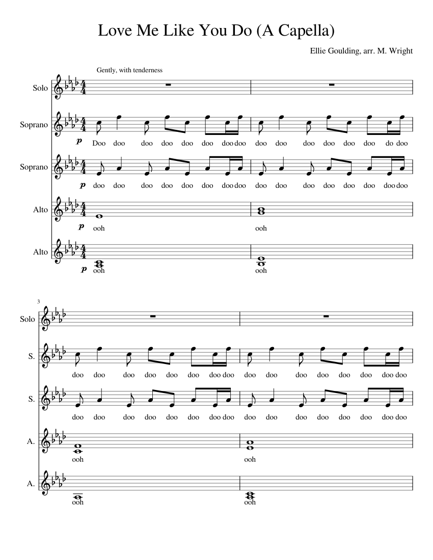 Love Me Like You Do Ssaa A Capella With Solo Sheet Music For