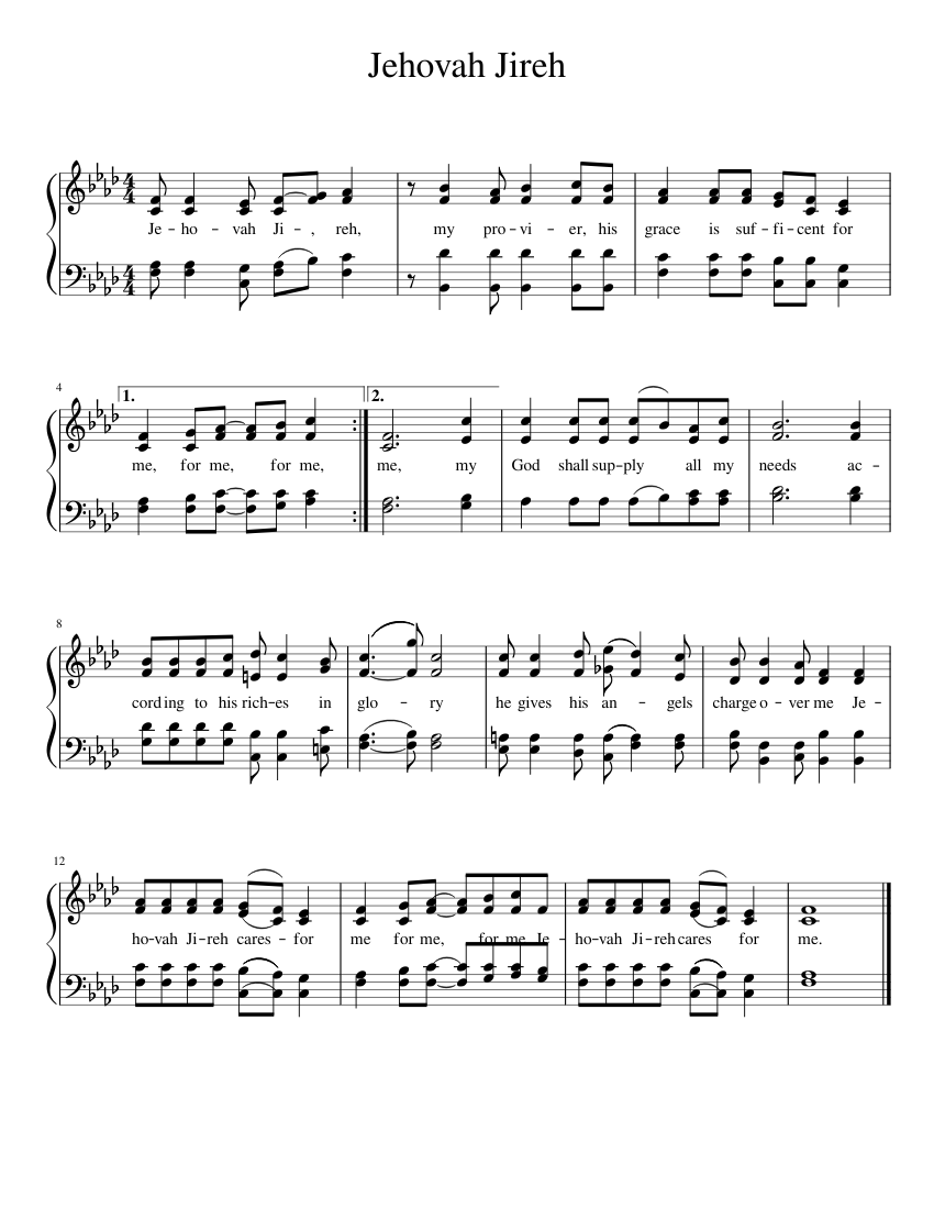 Jehovah Jireh Sheet music for Piano | Download free in PDF or MIDI