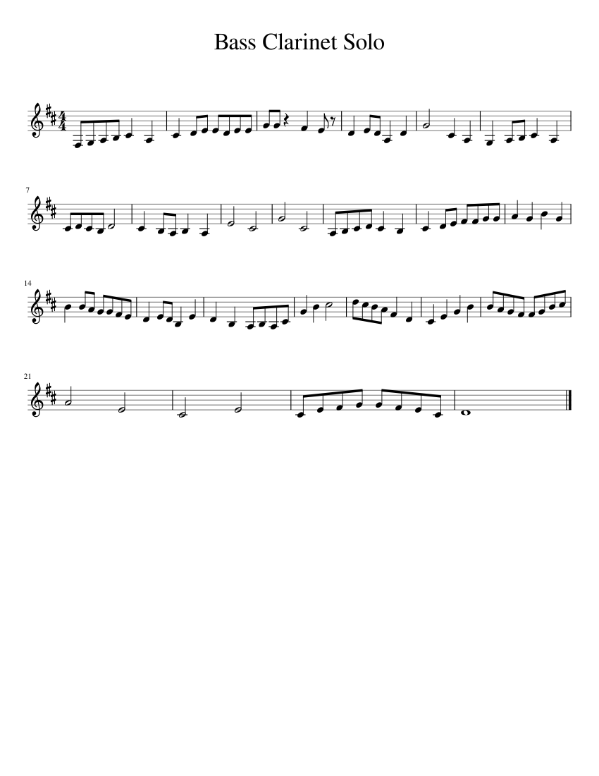 Bass Clarinet Solo Sheet music | Download free in PDF or MIDI