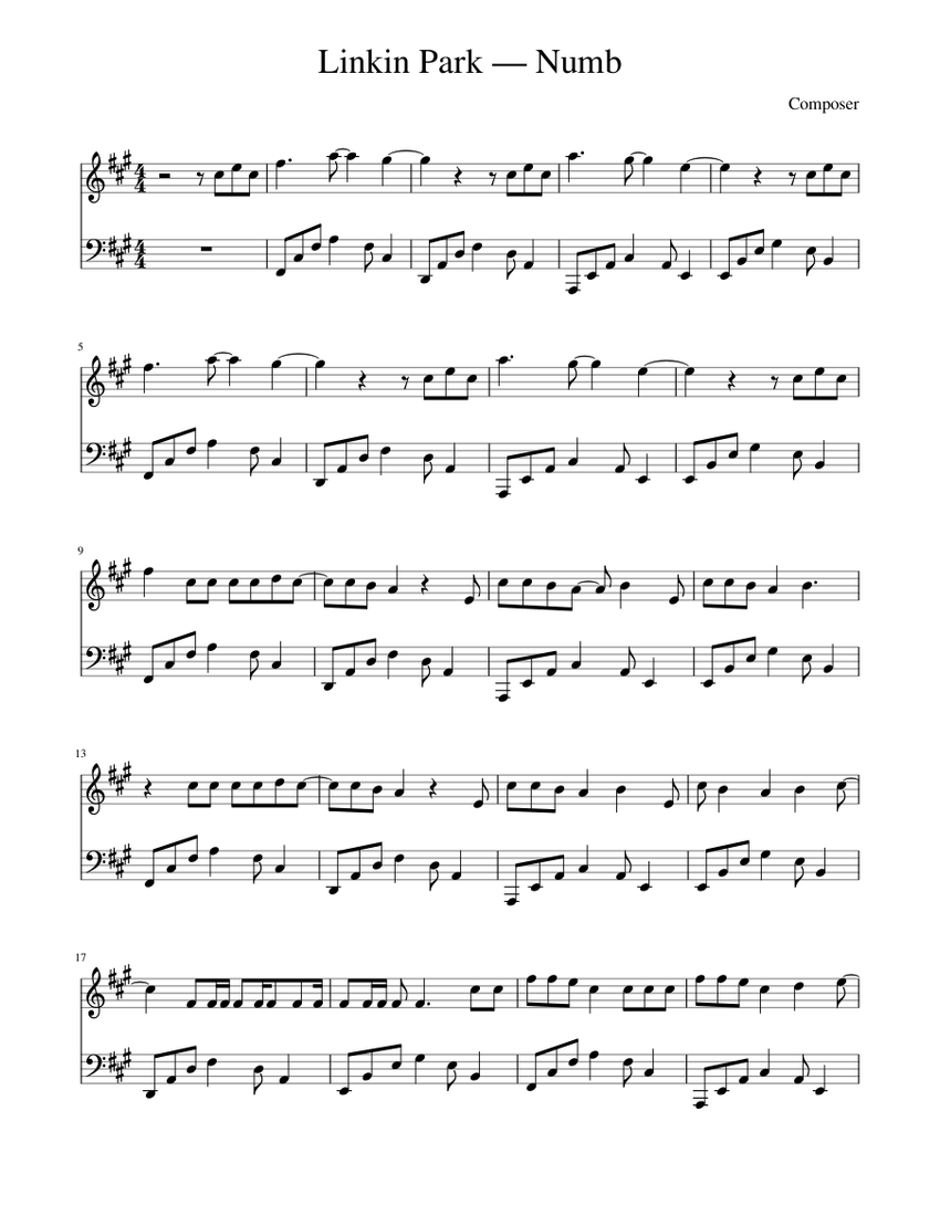 Numb Sheet music for Piano (Solo) | Musescore.com