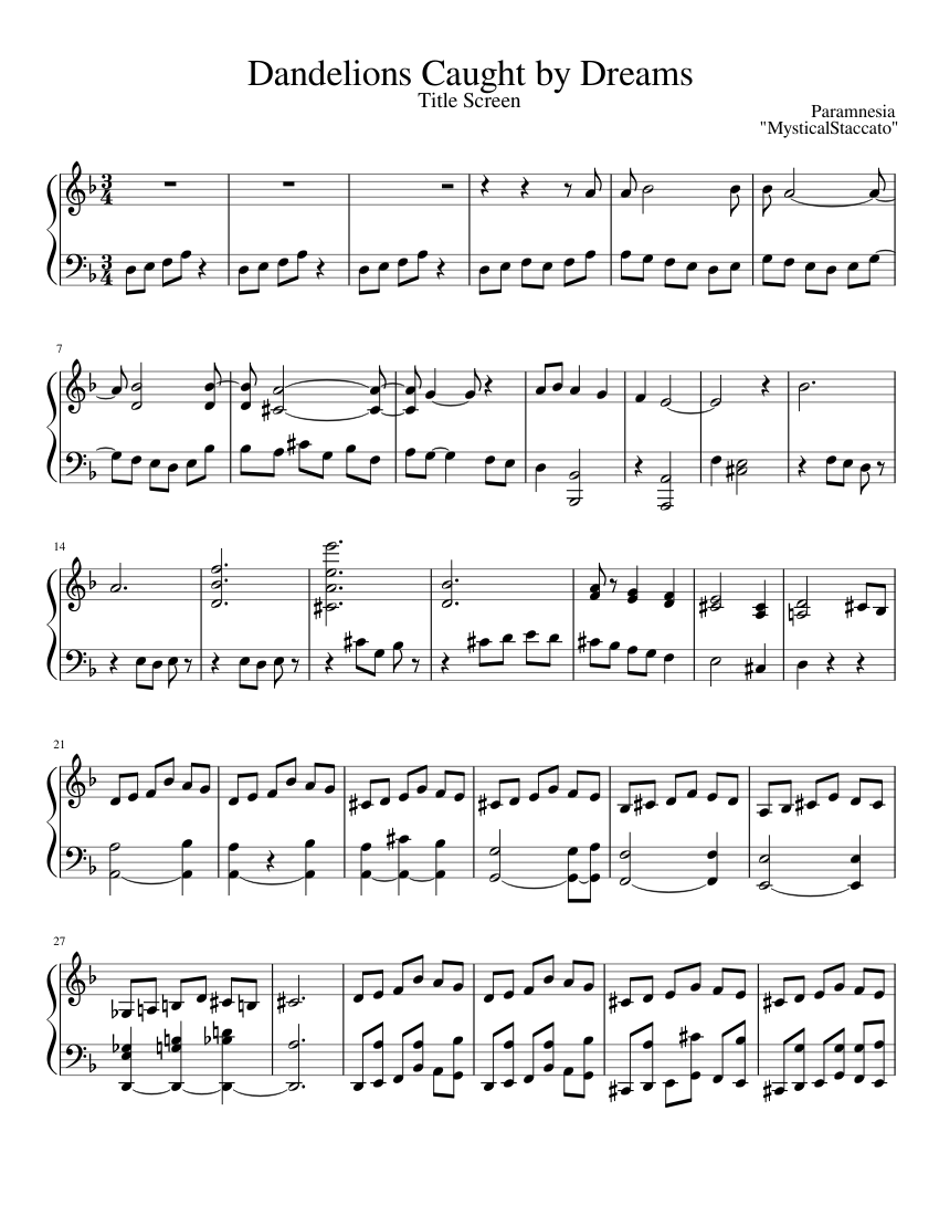 Dandelions Caught by Dreams Sheet music for Piano (Solo)