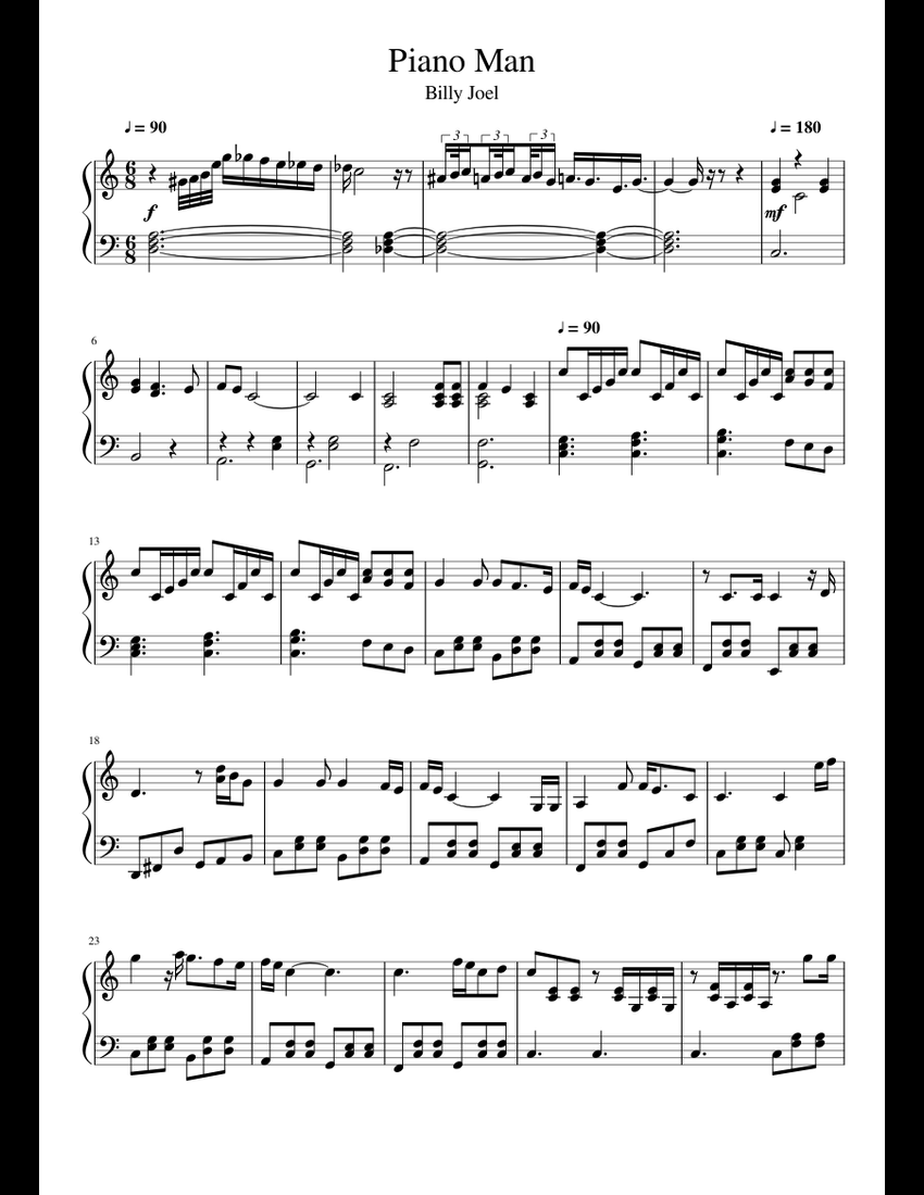 Billy Joel - Piano Man sheet music for Piano download free in PDF or MIDI