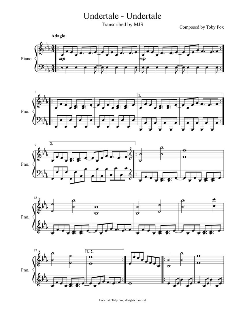 Undertale - Undertale Sheet music for Piano | Download free in PDF or