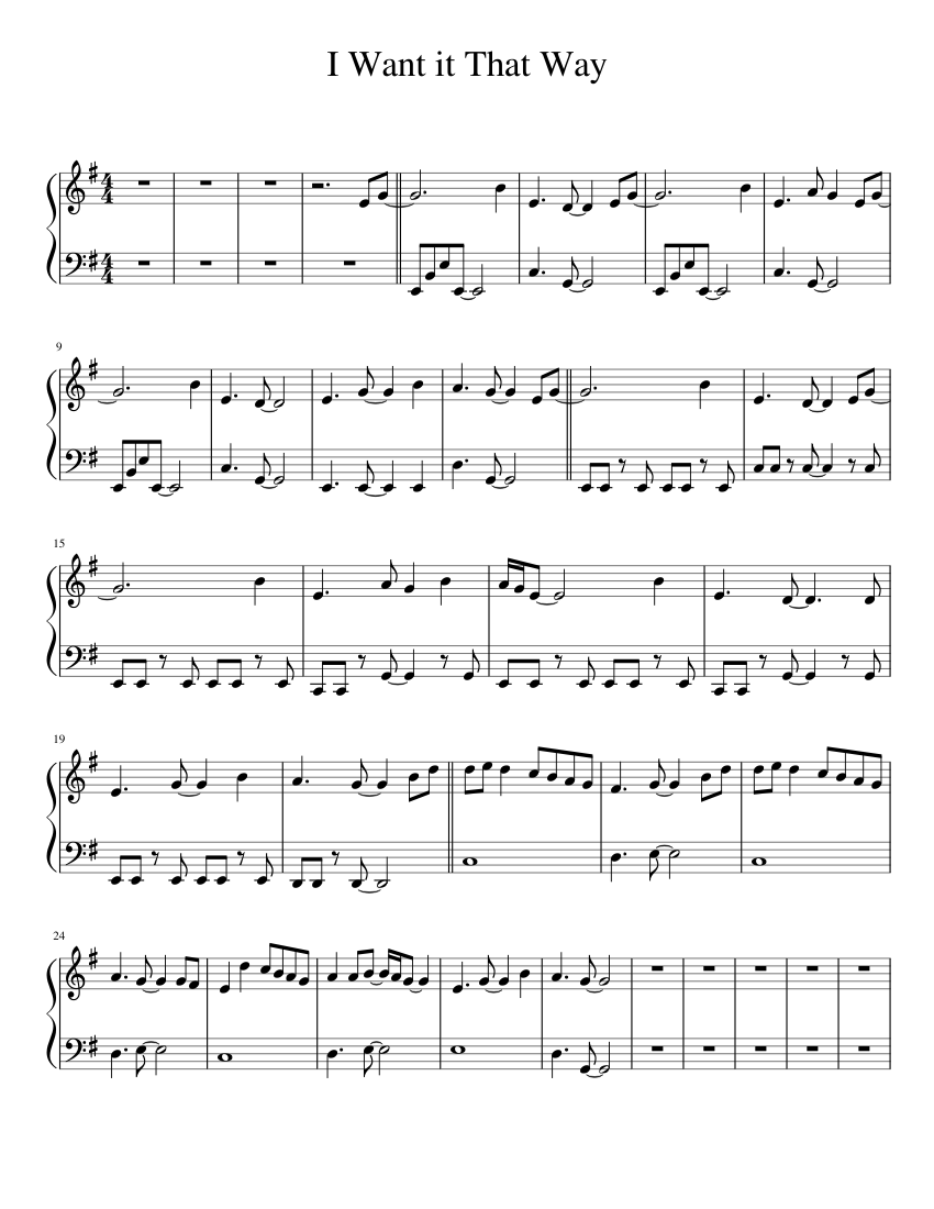 I Want it That Way sheet music for Piano download free in PDF or MIDI