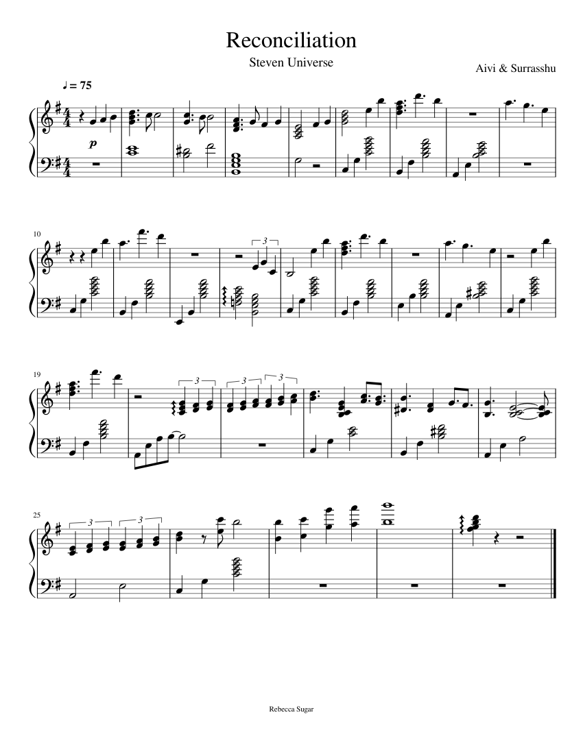 Reconciliation Sheet Music For Piano Solo Musescore Com