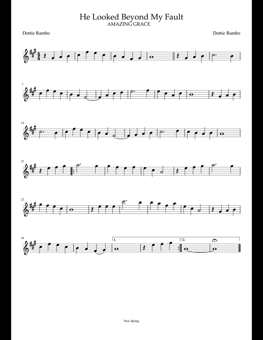 He Looked Beyond My Fault sheet music for Alto Saxophone download free