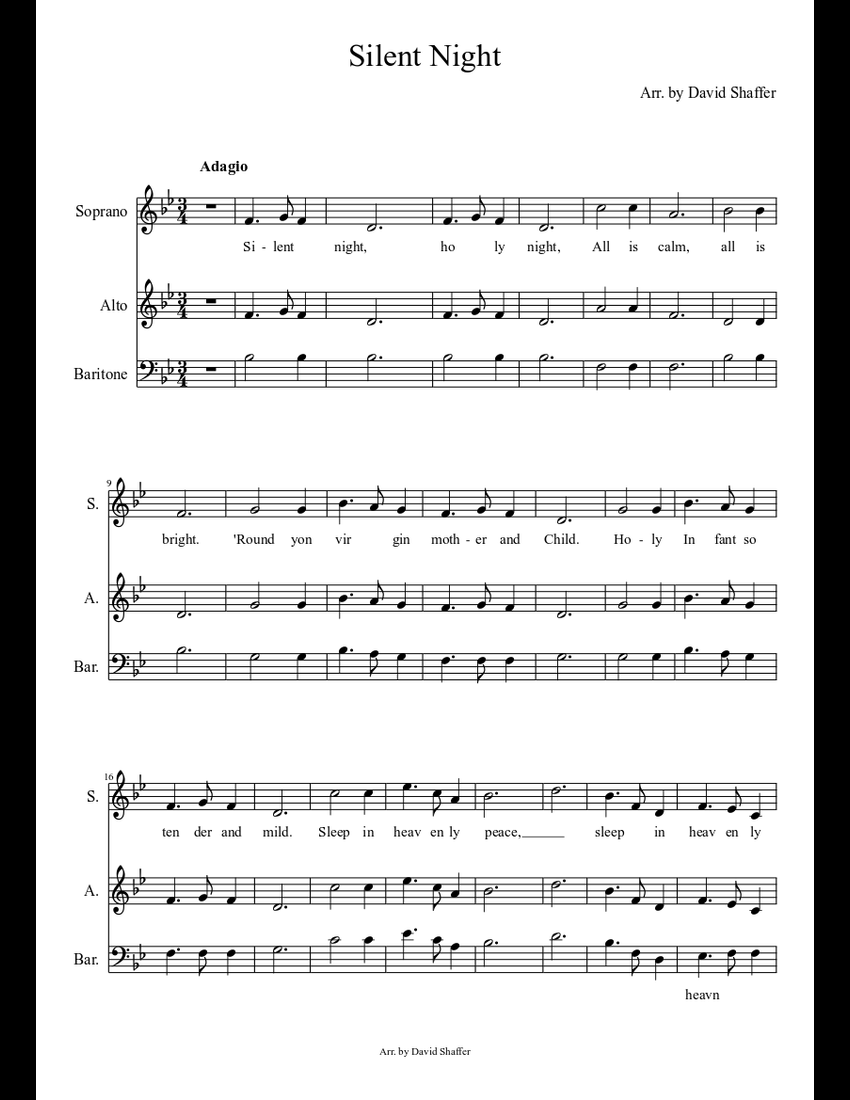 Silent Night sheet music download free in PDF or MIDI