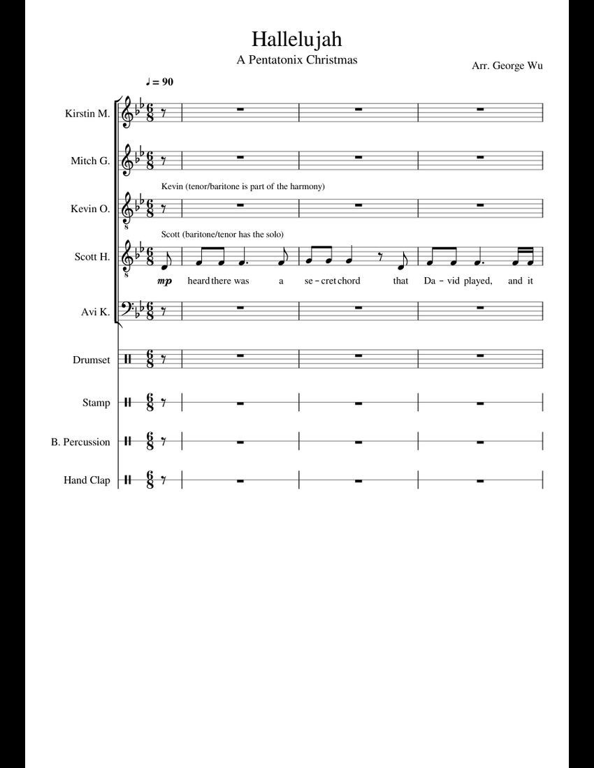 Hallelujah - Pentatonix (Full Sheet Music w/ Lyrics) sheet ...