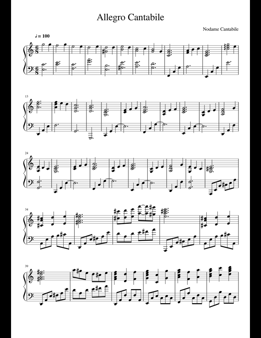 Allegro Cantabile sheet music for Piano download free in PDF or MIDI