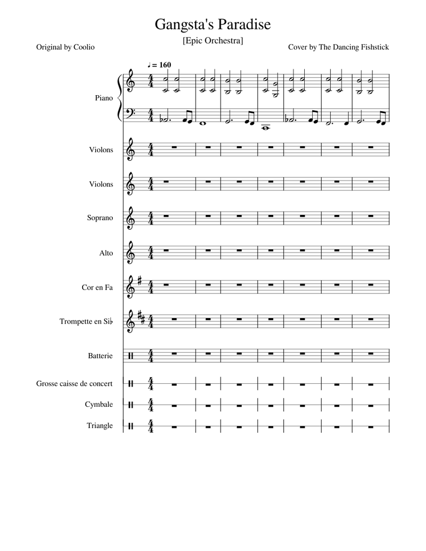 Gangsta's Paradise Sheet music for Piano, Strings, Voice, French Horn