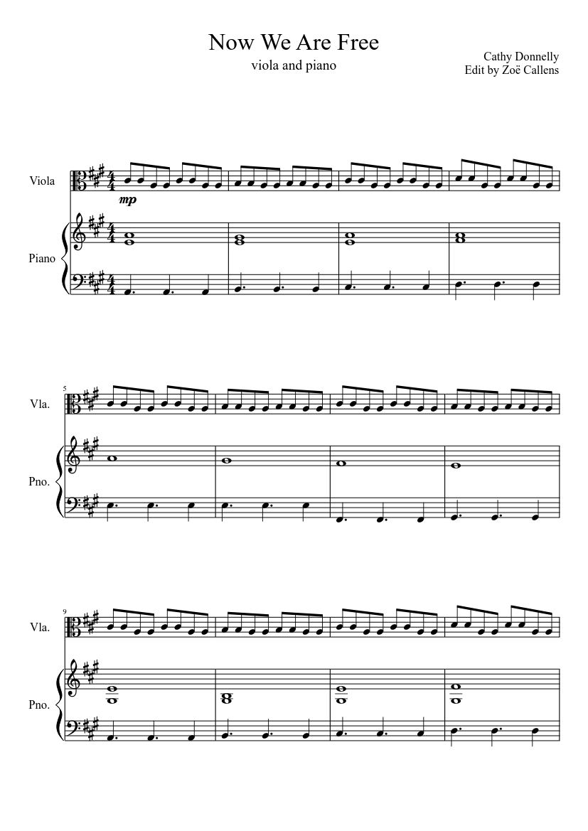 Now We Are Free Viola And Piano Sheet Music For Piano Viola Download Now we are free viola and piano sheet music for piano viola download