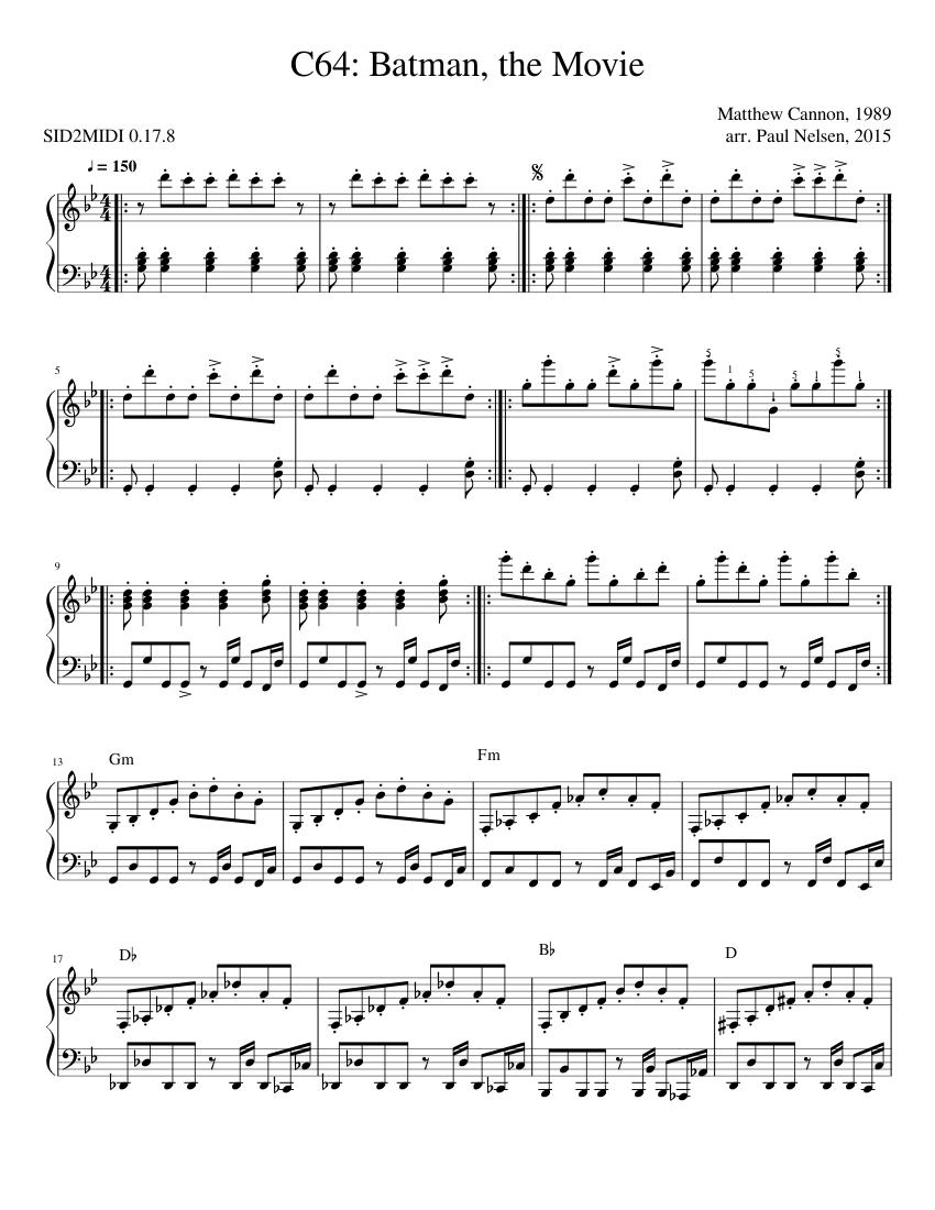 Batman, the Movie Sheet music for Piano (Solo) | Musescore.com