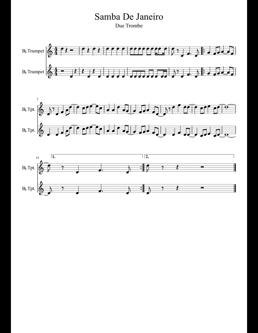 Samba De Janeiro sheet music for Trumpet download free in PDF or MIDI