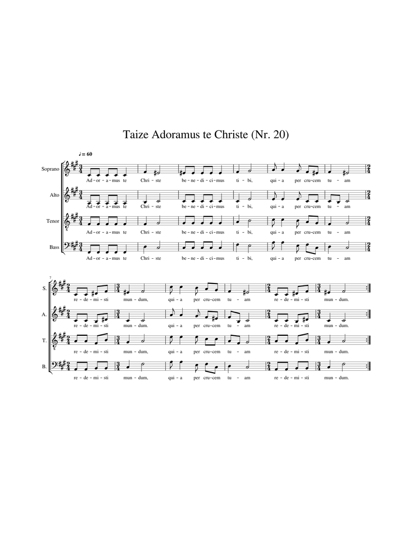 Taizé Adoramus te Christe (Nr. 20) Sheet music for Voice Download