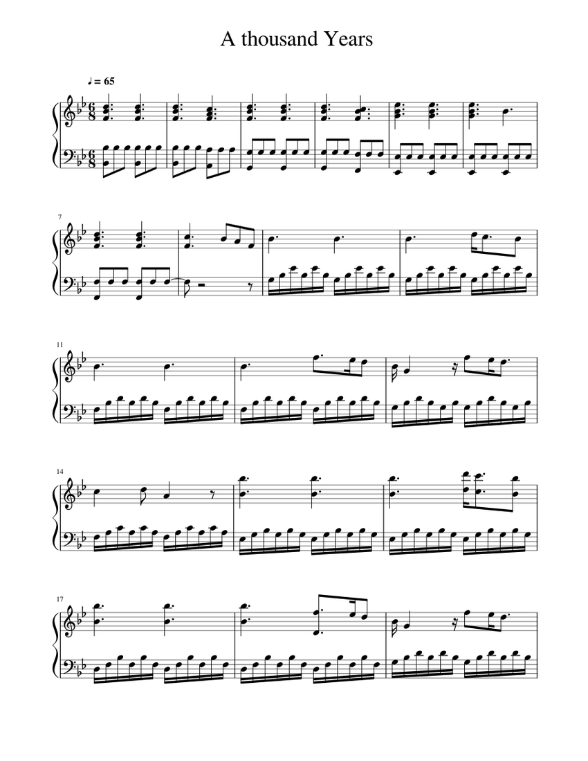 A thousand Years Sheet music for Piano (Solo) | Musescore.com