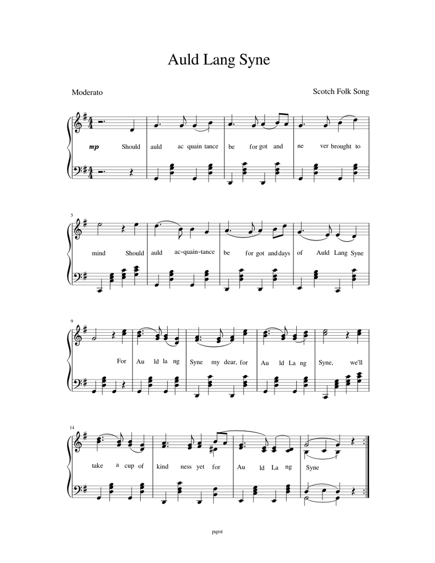 Auld Lang Syne all done 14 06 17 Sheet music for Piano | Download free