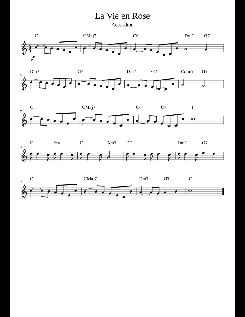 La Vie En La Rose Letra La Vie En Rose sheet music for Clarinet download free in PDF or MIDI