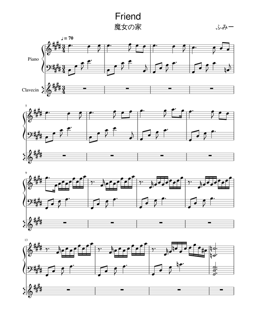Friend Sheet Music For Piano Solo Musescore Com - roblox sheet music other friends