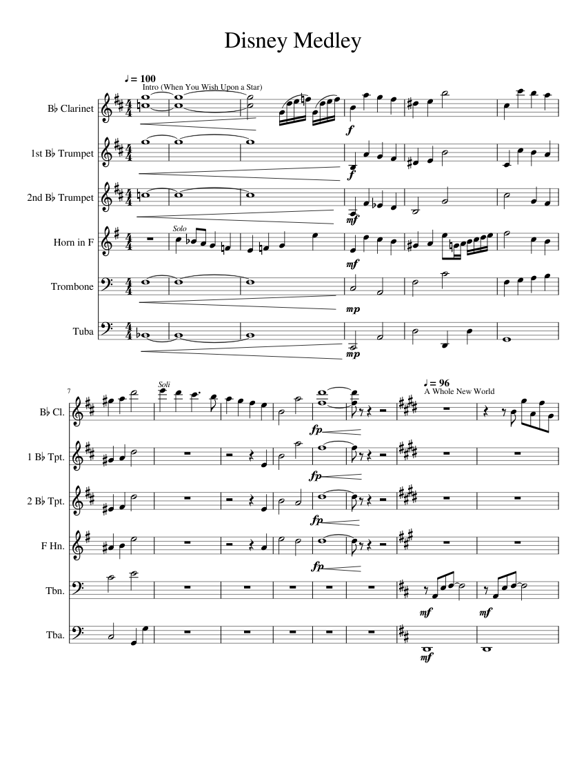 Disney Medley sheet music for Trumpet, French Horn, Trombone download free in PDF or MIDI