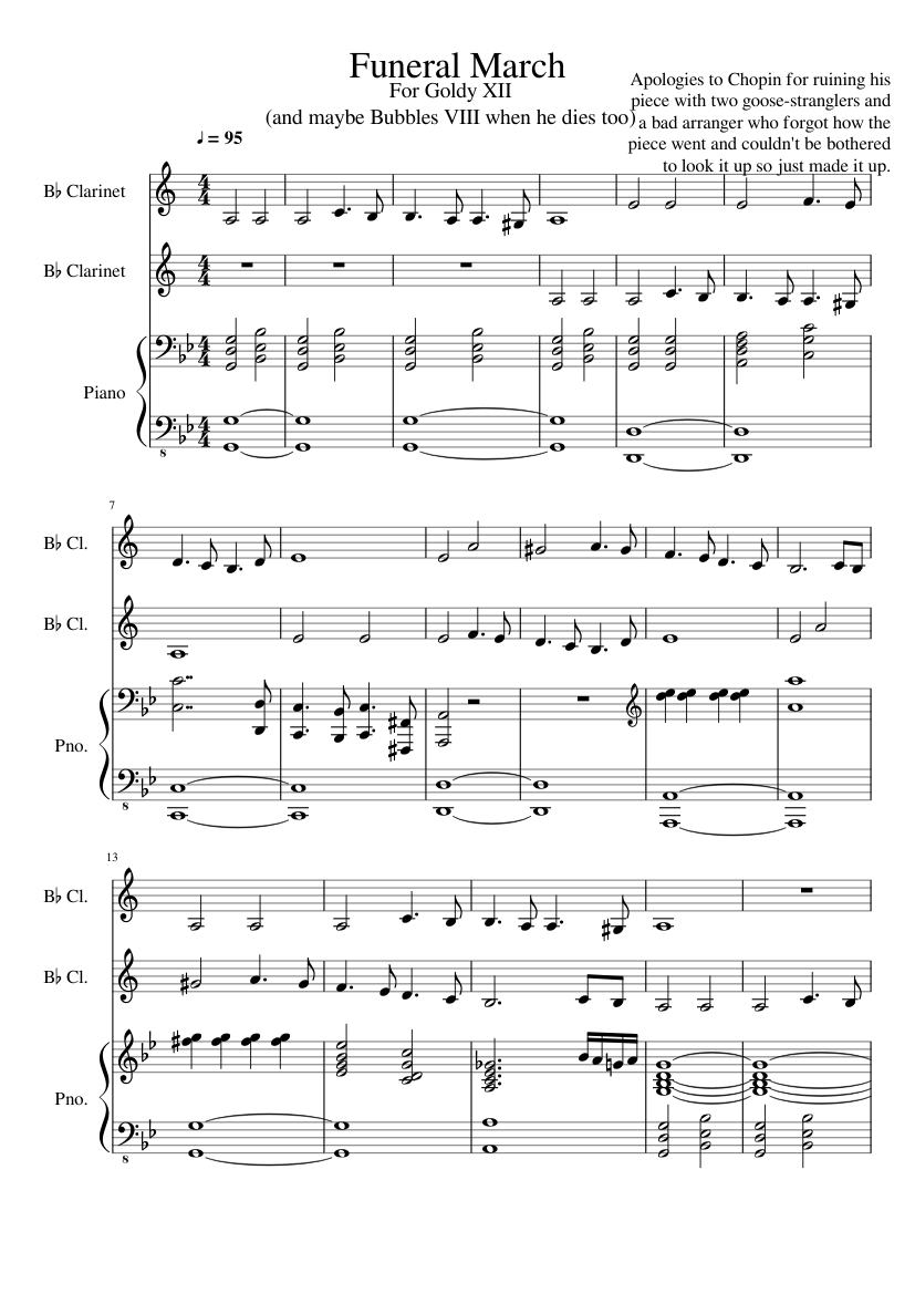 Chopin Funeral March Not Very Well Arranged Sheet Music For