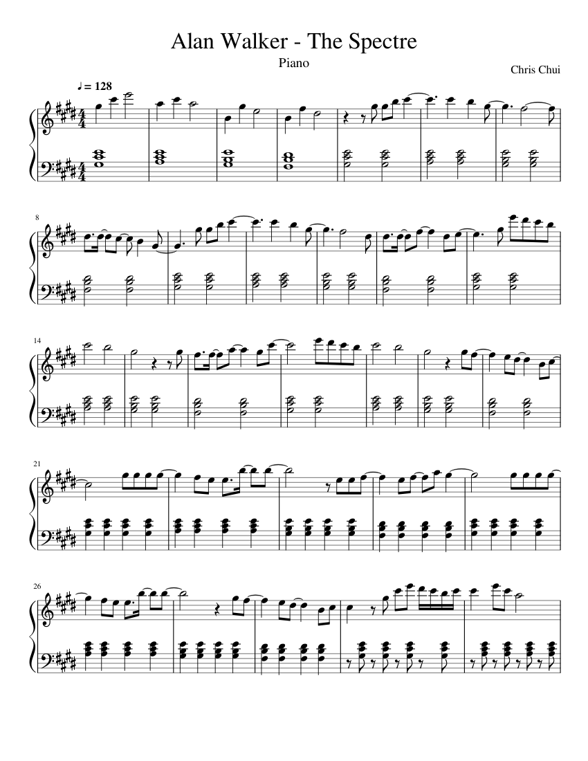 Alan Walker The Spectre Sheet Music For Piano Download Free In