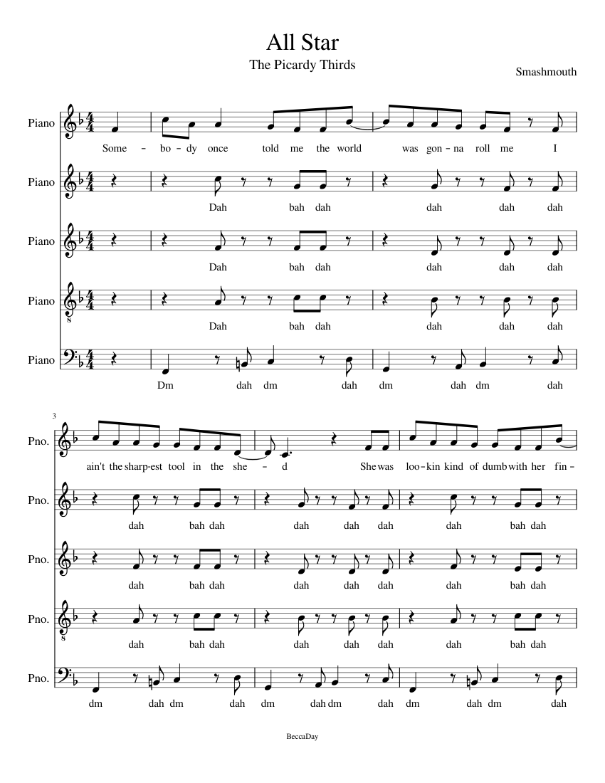 All Star Sheet music for Piano (Mixed Quintet) | Musescore.com