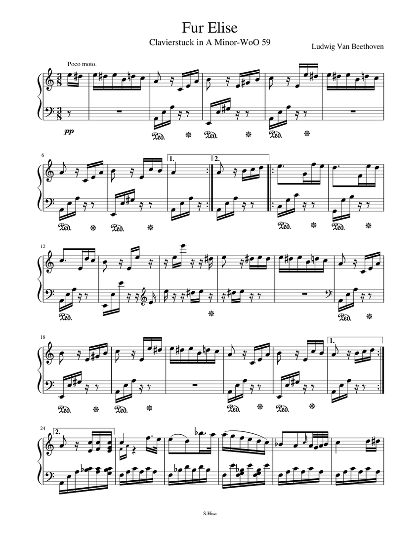 Fur Elise Sheet music for Piano | Download free in PDF or MIDI | Musescore.com