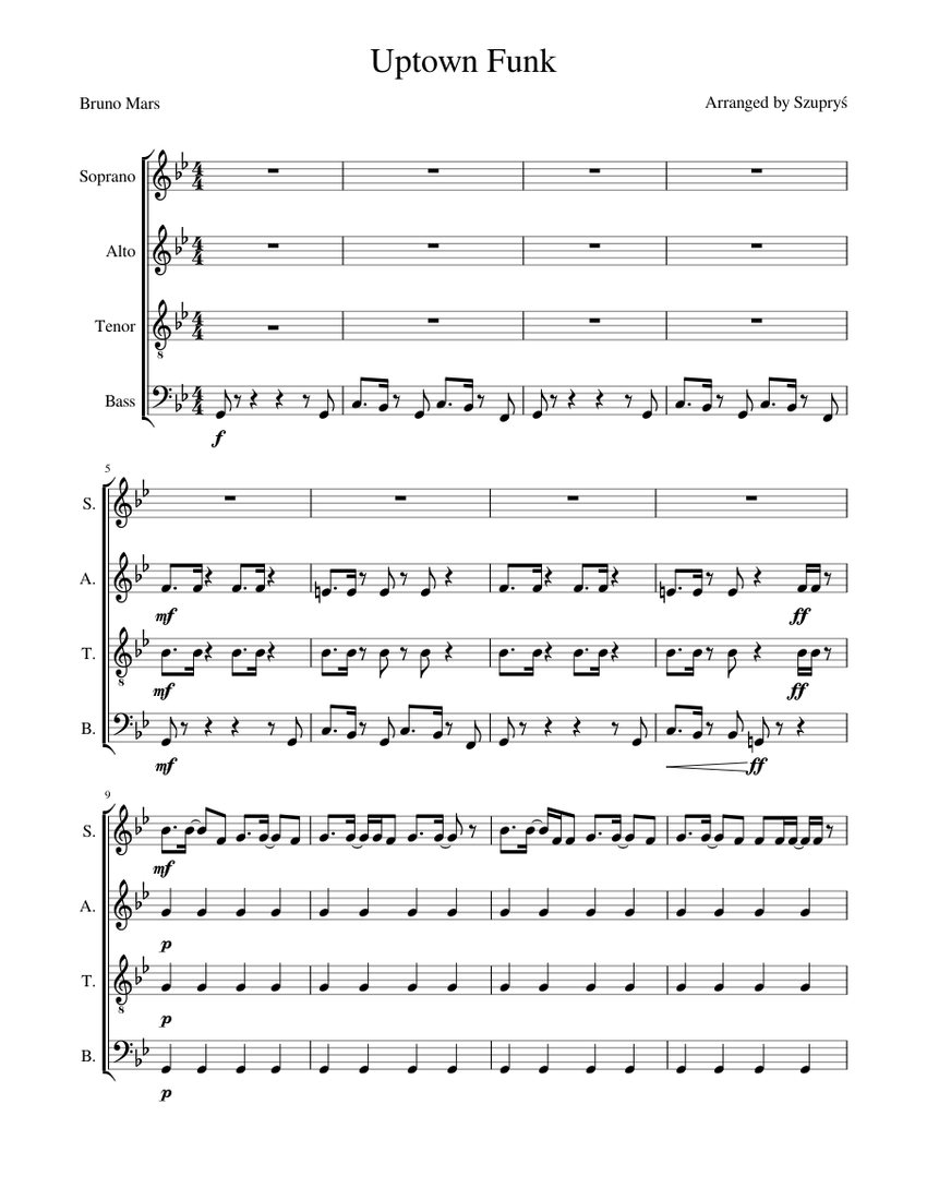 Uptown Funk - Bruno Mars Sheet music for Piano | Download free in PDF