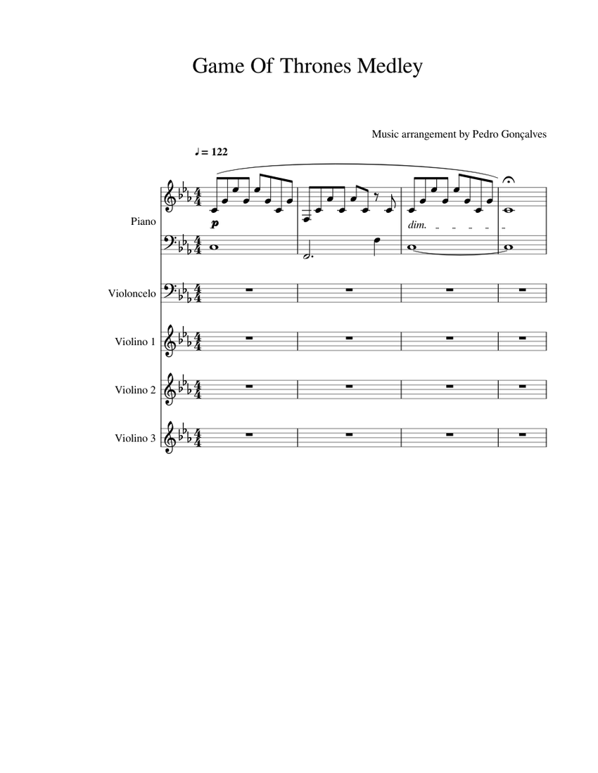 Game Of Thrones Medley Sheet music for Piano, Violin ...