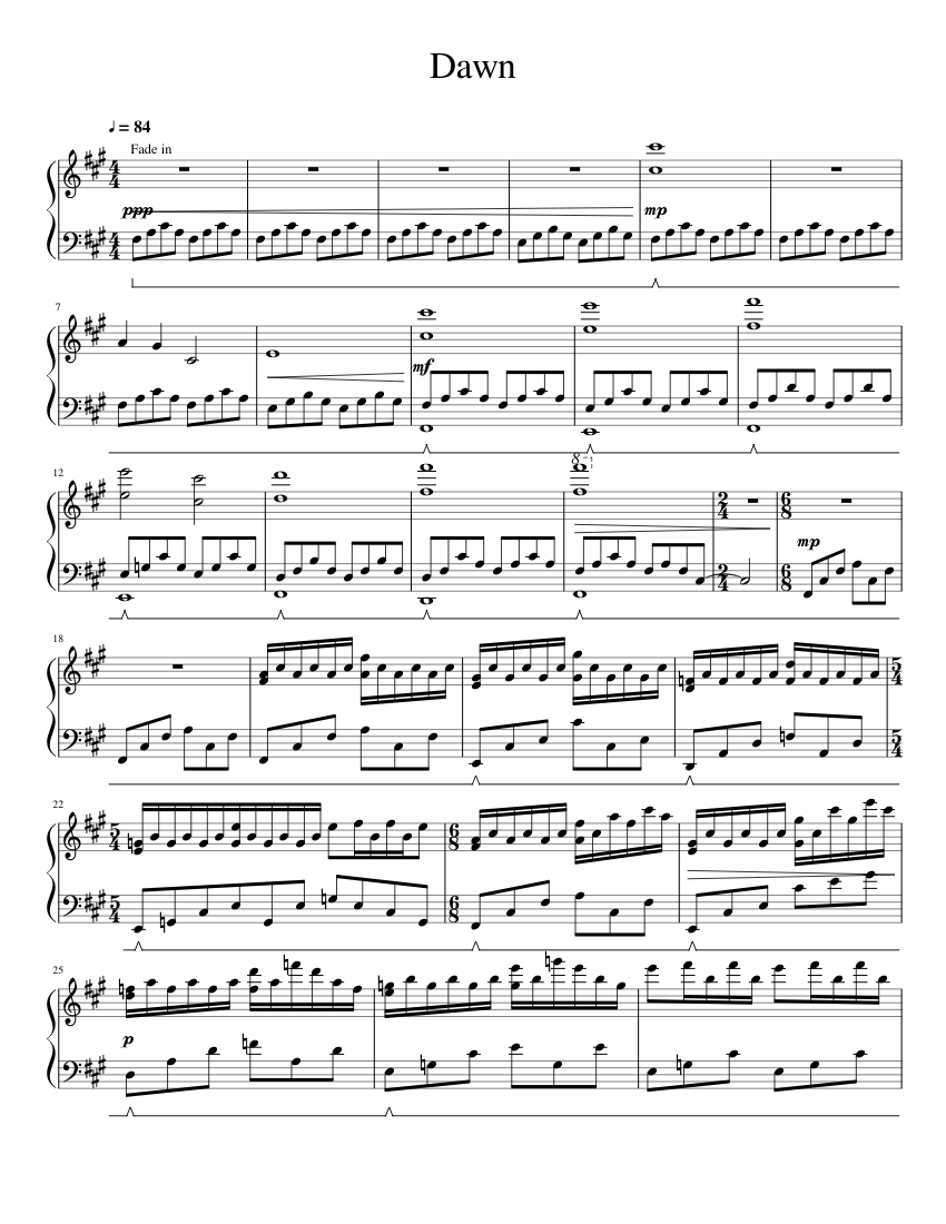 Dawn Sheet music for Piano (Solo) | Musescore.com
